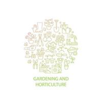 Gardening abstract gradient linear concept layout with headline. Plant care in home yard. Horticulture minimalistic idea. Thin line graphic drawings. Isolated vector contour icons for background