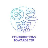 Contributions towards CSR blue gradient concept icon. Business donates money and services abstract idea thin line illustration. Sustainable development. Vector isolated outline color drawing.