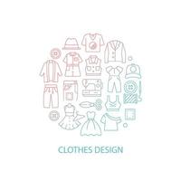 Sewing clothes abstract gradient linear concept layout with headline. Designer work with outfit. Needlecraft minimalistic idea. Thin line graphic drawings. Isolated vector contour icons for background
