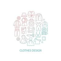 Sewing clothes abstract gradient linear concept layout with headline. Designer work with outfit. Needlecraft minimalistic idea. Thin line graphic drawings. Isolated vector contour icons for background