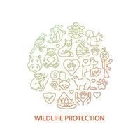 Wildlife protection abstract gradient linear concept layout with headline. Animal welfare minimalistic idea. Thin line graphic drawings. Isolated vector contour icons for background