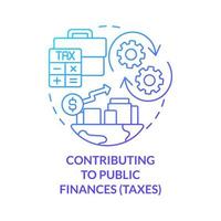 Contributing to public finances blue gradient concept icon. Paying taxes abstract idea thin line illustration. Corporate social responsibility. Vector isolated outline color drawing.