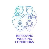 Improving working conditions blue gradient concept icon. Workplace rights protection abstract idea thin line illustration. Corporate social responsibility. Vector isolated outline color drawing.