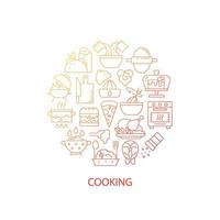 Food cooking abstract gradient linear concept layout with headline. Recipe for preparing lunch. Culinary minimalistic idea. Thin line graphic drawings. Isolated vector contour icons for background