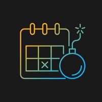 Meeting deadline gradient vector icon for dark theme. Complete task within time frame. Set date to end work. Thin line color symbol. Modern style pictogram. Vector isolated outline drawing