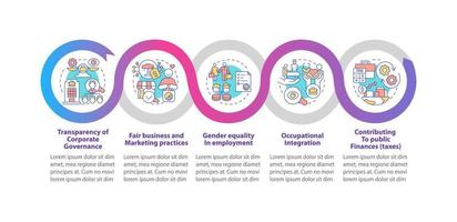 CSR matters vector infographic template. Transparent management presentation outline design elements. Data visualization with 5 steps. Process timeline info chart. Workflow layout with line icons