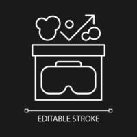 Protect from dust white linear manual label icon for dark theme. Thin line customizable illustration. Isolated vector contour symbol for night mode for product use instructions. Editable stroke