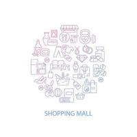 Shopping goods abstract gradient linear concept layout with headline. Mall categories. Store products minimalistic idea. Thin line graphic drawings. Isolated vector contour icons for background