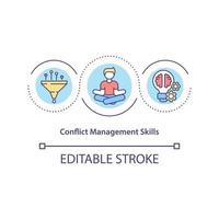 Conflict management skills concept icon. Learn strategy to resolve relations problem. Communication abstract idea thin line illustration. Vector isolated outline color drawing. Editable stroke