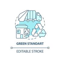Green standart blue concept icon. Waste management service abstract idea thin line illustration. Trash collection requirements and regulations. Vector isolated outline color drawing. Editable stroke