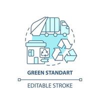 Green standart blue concept icon. Waste management service abstract idea thin line illustration. Trash collection requirements and regulations. Vector isolated outline color drawing. Editable stroke