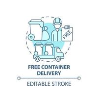 Free container delivery concept icon. Waste collection service abstract idea thin line illustration. Garbage management. Shipping offer. Vector isolated outline color drawing. Editable stroke