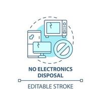 No electronics disposal blue concept icon. Waste management abstract idea thin line illustration. E waste recycling. Obsolete computer and phone. Vector isolated outline color drawing. Editable stroke