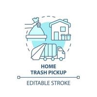 Home trash pickup blue concept icon. Waste collection and disposal abstract idea thin line illustration. Garbage management. Rubbish transfer. Vector isolated outline color drawing. Editable stroke