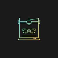 3d printed glasses gradient vector icon for dark theme. Innovation in eyewear industry. Custom-made accessory. Thin line color symbol. Modern style pictogram. Vector isolated outline drawing