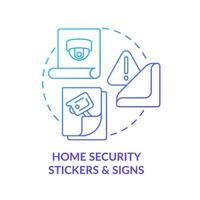 Home security stickers and signs blue gradient concept icon. Burglary prevention abstract idea thin line illustration. Fake security system warning. Vector isolated outline color drawing.