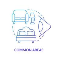 Common areas blue gradient concept icon. Home security system abstract idea thin line illustration. Install camera in living room and bedroom. Vector isolated outline color drawing.