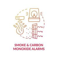 Smoke and carbon monoxide alarms blue gradient concept icon. Combination alarm abstract idea thin line illustration. Fire and gas sensor detection. Vector isolated outline color drawing.