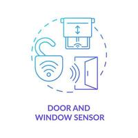 Door and window sensor blue gradient concept icon. Sensor security system abstract idea thin line illustration. Device monitors if door is opened, closed. Vector isolated outline color drawing.