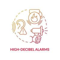 High decibel alarms blue gradient concept icon. Loud siren alarm abstract idea thin line illustration. House security system. Home defense and protection. Vector isolated outline color drawing.