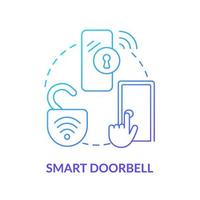 Icono de concepto de gradiente azul de timbre inteligente. video digital y herramienta de anillo idea abstracta ilustración de línea fina. sistema de hogar inteligente. Internet de las Cosas. dibujo de color de contorno aislado vectorial. vector