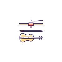 3d printed musical instruments RGB color icon. Printing acoustic violin. Additive manufacturing. Innovative music industry. Stringed accessory. Isolated vector illustration. Simple filled line drawing