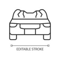 Car roof damage linear icon. Rollover accident. Auto collapse. Equipment failure. Car accident. Thin line customizable illustration. Contour symbol. Vector isolated outline drawing. Editable stroke