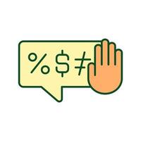 Regulating online hate speech RGB color icon. Sensitive and harassing content reporting. Blocking hateful comments on online platform. Isolated vector illustration. Simple filled line drawing