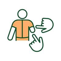 Disability harassment RGB color icon. Offensive remarks about person with physical trauma. Disability discrimination. Humiliating jokes. Isolated vector illustration. Simple filled line drawing