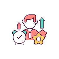 Improve time management RGB color icon. Professional skills for employee to increase productivity. Self improvement for higher efficiency. Isolated vector illustration. Simple filled line drawing