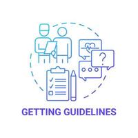 Getting guidelines blue gradient concept icon. Pulmonary rehabilitation abstract idea thin line illustration. Doctor advice, prescription. Rehab program. Vector isolated outline color drawing