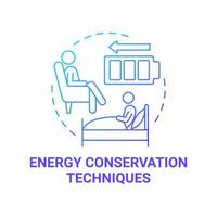 Energy conservation technique blue gradient concept icon. Pulmonary rehabilitation abstract idea thin line illustration. Respiratory therapy and treatment. Vector isolated outline color drawing