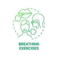 Breathing exercises green gradient concept icon. Respiratory rehabilitation abstract idea thin line illustration. Diaphragmatic and deep breathing. Vector isolated outline color drawing