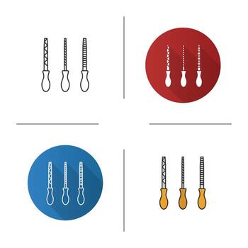 conjunto de icono de archivos de metal. diseño plano, estilos lineales y de color. ilustraciones vectoriales aisladas vector