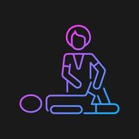 Sport massage gradient vector icon for dark theme. Help with injury recovery. Enhancing athletic performance. Thin line color symbol. Modern style pictogram. Vector isolated outline drawing