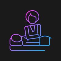 Deep tissue massage gradient vector icon for dark theme. Musculoskeletal issues treatment. Relieve chronic muscle pain. Thin line color symbol. Modern style pictogram. Vector isolated outline drawing