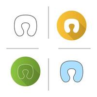 Neck pillow icon. Flat design, linear and color styles. Cushion. Isolated vector illustrations