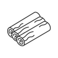 icono lineal de tres troncos de madera. madera de fogata. Ilustración de línea fina. símbolo de contorno de leña. dibujo de contorno aislado vectorial vector