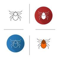 Mite icon. Flat design, linear and color styles. Acari. Isolated vector illustrations