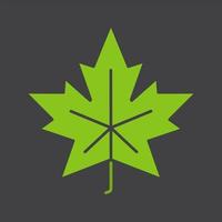 Maple leaf glyph color icon. Silhouette symbol on black background. Negative space. Vector illustration