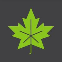 Maple leaf glyph color icon. Silhouette symbol on black background. Negative space. Vector illustration