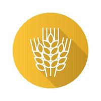 Wheat ears flat linear long shadow icon. Spikes of rye. Vector outline symbol