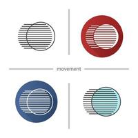 Movement symbol icon. Flat design, linear and color styles. Dynamic motion concept. Isolated vector illustrations