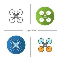 Cooperative symbol icon. Flat design, linear and color styles. Cooperation and teamwork abstract metaphor. Isolated vector illustrations