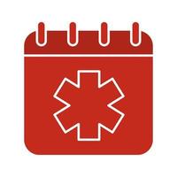 World Ambulance Day glyph color icon. Calendar page with star of life. Silhouette symbol on white background. Negative space. Vector illustration