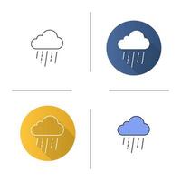 Rainy cloud icon. Flat design, linear and color styles. Isolated vector illustrations