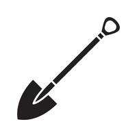 Shovel glyph icon. Silhouette symbol. Spade. Negative space. Vector isolated illustration