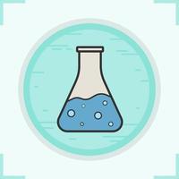 Chemical reaction color icon. Boiling potion bottle. Isolated vector illustration