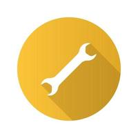 Wrench flat design long shadow glyph icon. Spanner. Vector silhouette illustration