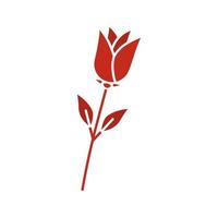 Rose flower glyph color icon. Silhouette symbol on white background. Negative space. Vector illustration